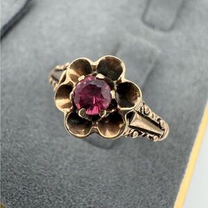 Antique Victorian 10k Yellow Gold Ring Ruby Belcher 6